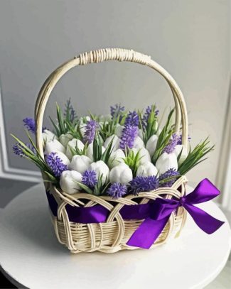 Lavender And Tulips Basket diamond painting