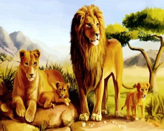 Lion Family diamond painting