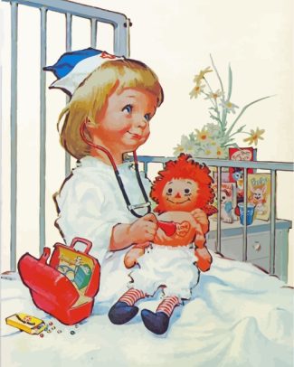 Littel Nurse And Doll diamond painting