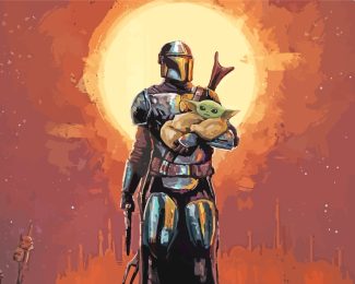 Mandalorian And Baby Yoda Art diamond painting