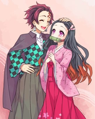 Nezuko And Tanjiro Kamado diamond painting