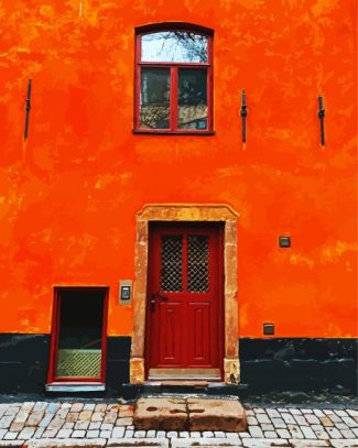 Old House With Wooden Door diamond painting