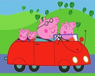 Peppa Family In Car diamond painting