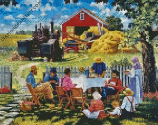 Picnic In Farm diamond paintings