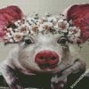 Pig With Flowers diamond painting