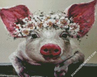 Pig With Flowers diamond painting