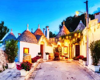 Puglia Trulli Houses diamond painting