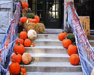 Pumpkins Stairs diamond painting