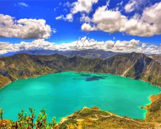 Quilotoa Lake diamond painting