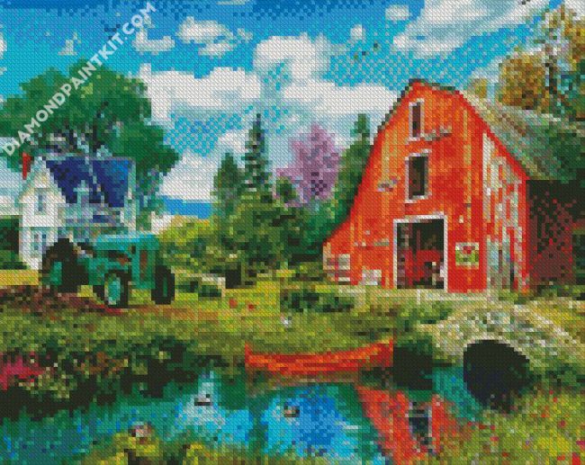 Red Barn Farmland diamond paintings