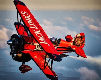 Red Biplane diamond painting