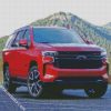 Red Chevrolet Tahoe diamond painting