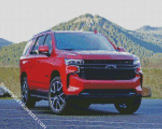 Red Chevrolet Tahoe diamond painting