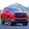 Red Chevrolet Tahoe diamond painting