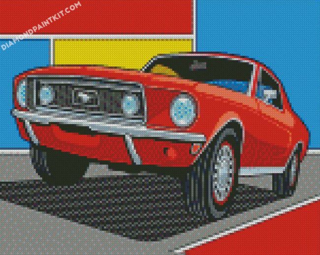 Red Mustang Car diamond paintings