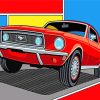 Red Mustang Car diamond painting