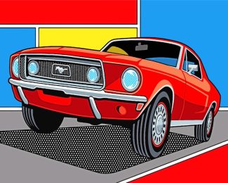 Red Mustang Car diamond painting