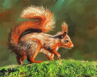 Red Squirrel On Branch diamond painting