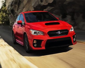 Red Subaru Car diamond painting