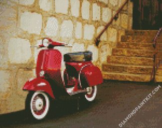 Red Vespa Scooter diamond painting