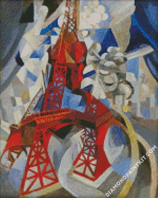 Robert Delaunay Red Eiffel Tower diamond painting