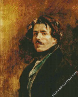 Self Portrait With Green Vest Delacroix Eugène diamond painting