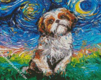 Shih Tzu Stary Night diamond painting