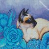 Siamese And Blue Flowers diamond painting