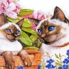 Siamese Cats And Flower diamond painting