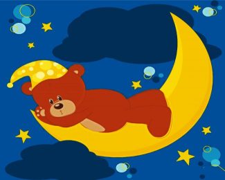 Sleeping Teddy Bear On Moon diamond painting