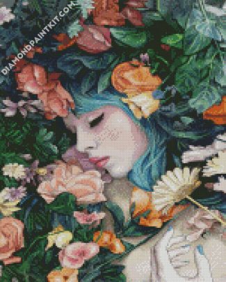 Sleepy Floral Girl diamond paintings