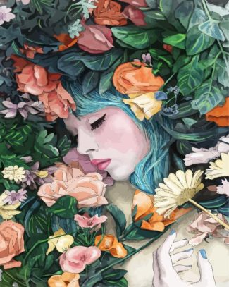 Sleepy Floral Girl diamond painting