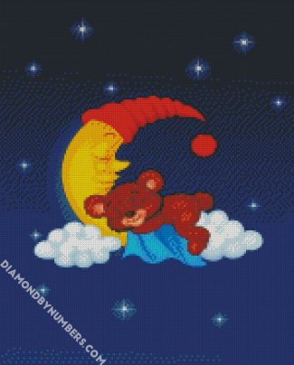 Sleepy Teddy Bear On Moon diamond painting