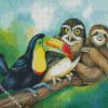 Sloth With Toucan And Owl diamond painting