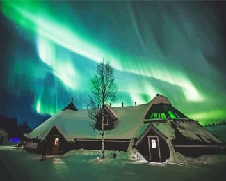 Snow Northern Lights Aurora diamond painting