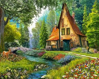 Spring Forest Cabin diamond painting