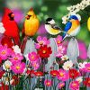 Spring Garden Birds On Fence diamond painting