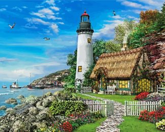 Spring Lighthouse diamond painting