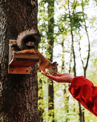 Squirrel On tree diamond painting