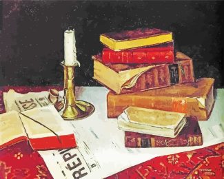 Still Life with books and candle matisse art diamond painting