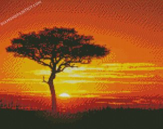 Sunrise Tree Silhouette diamond paintings