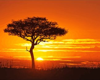 Sunrise Tree Silhouette diamond painting