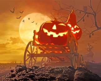 Sunset Halloween Pumpkins diamond painting