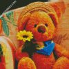 Teddy Bear Holding Flower diamond painting