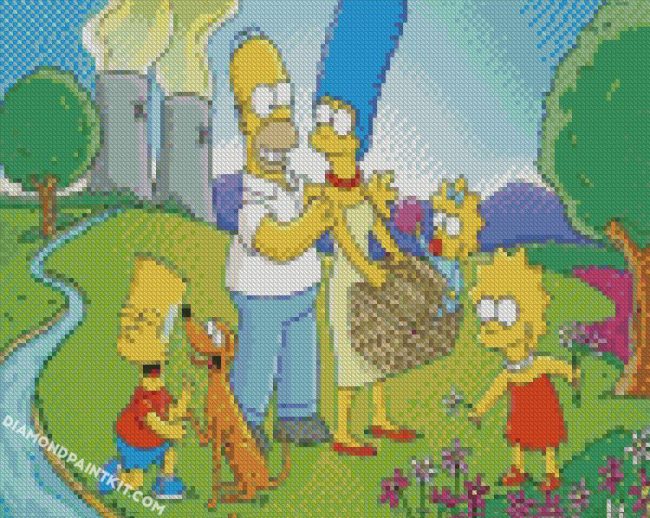 The Simpsons In Picnic diamond paintings