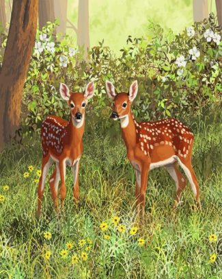 Twin fawn diamond painting