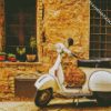 Vintage White Vespa Scooter diamond painting