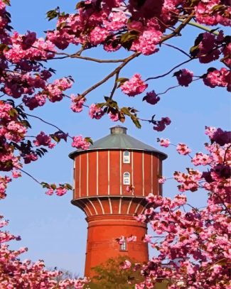 Wasserturm Elmshorn blossoms diamond painting