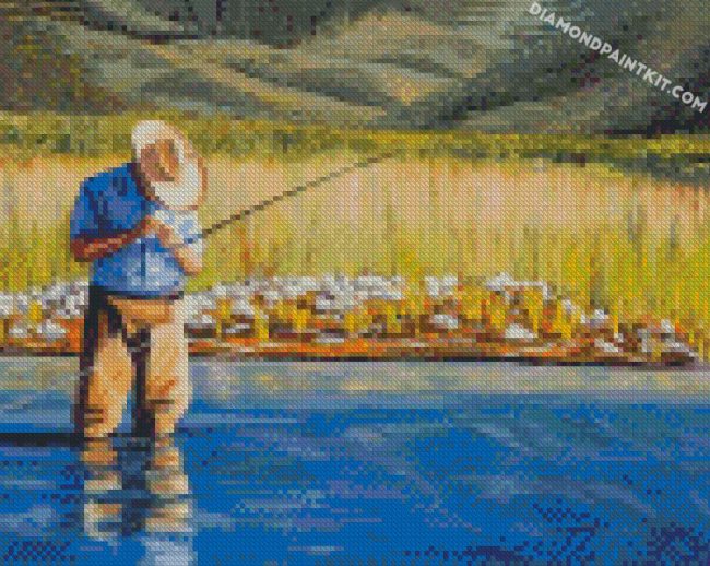 Western Man Fishing diamond paintings