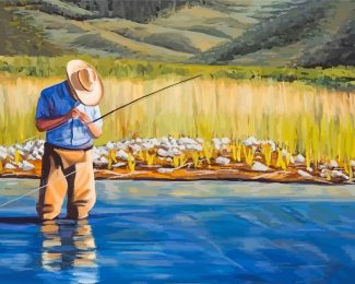 Western Man Fishing diamond painting